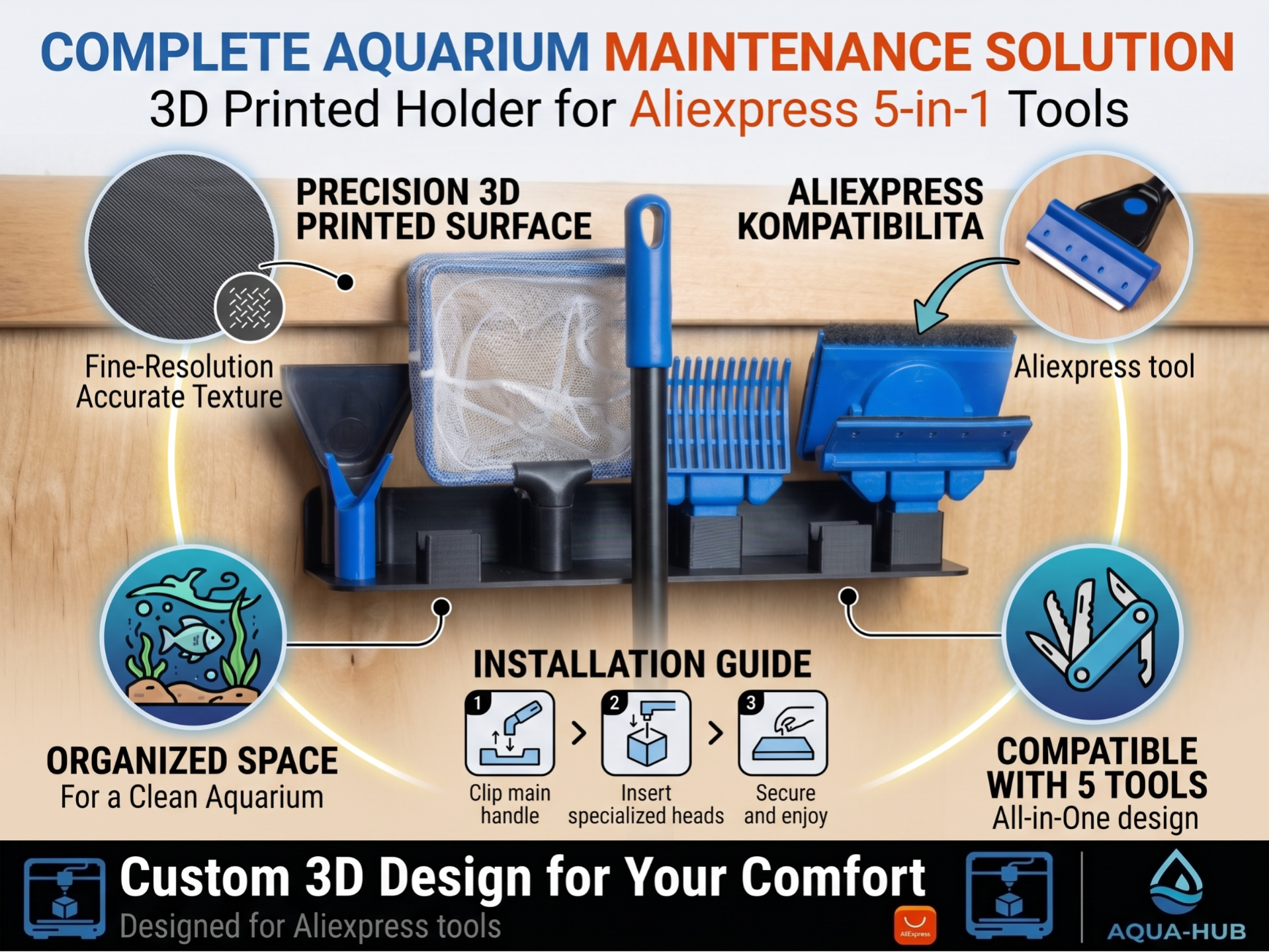 Aquarium tool holder 3D model