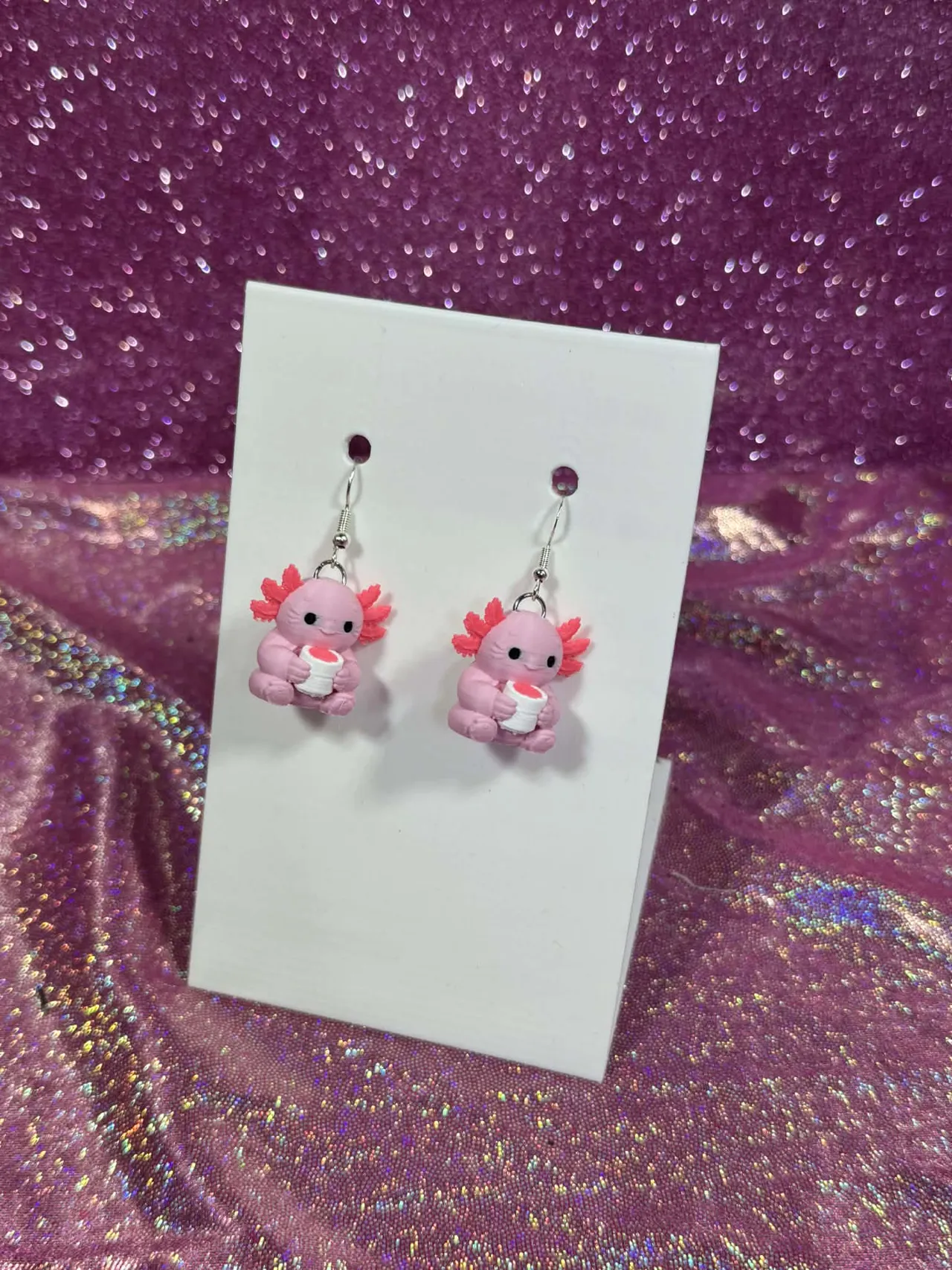 Axolotl Coffee Earrings view 2