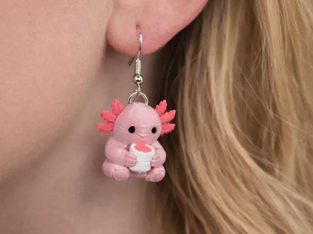 Axolotl Coffee Earrings