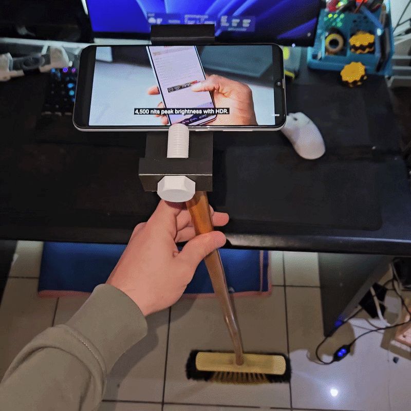 Universal Broom Handle Phone Holder