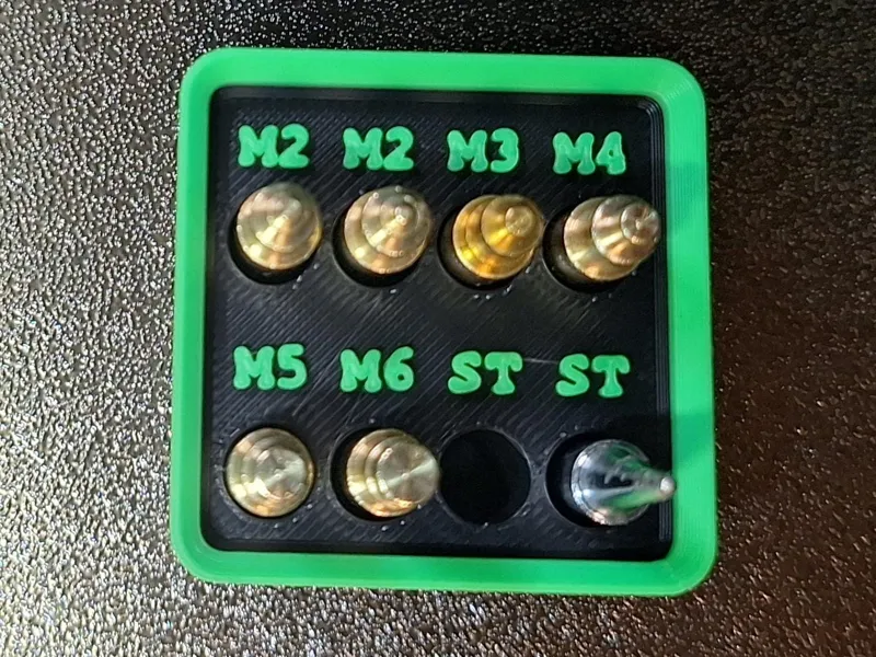 Gridfinity heat threaded insert tips box