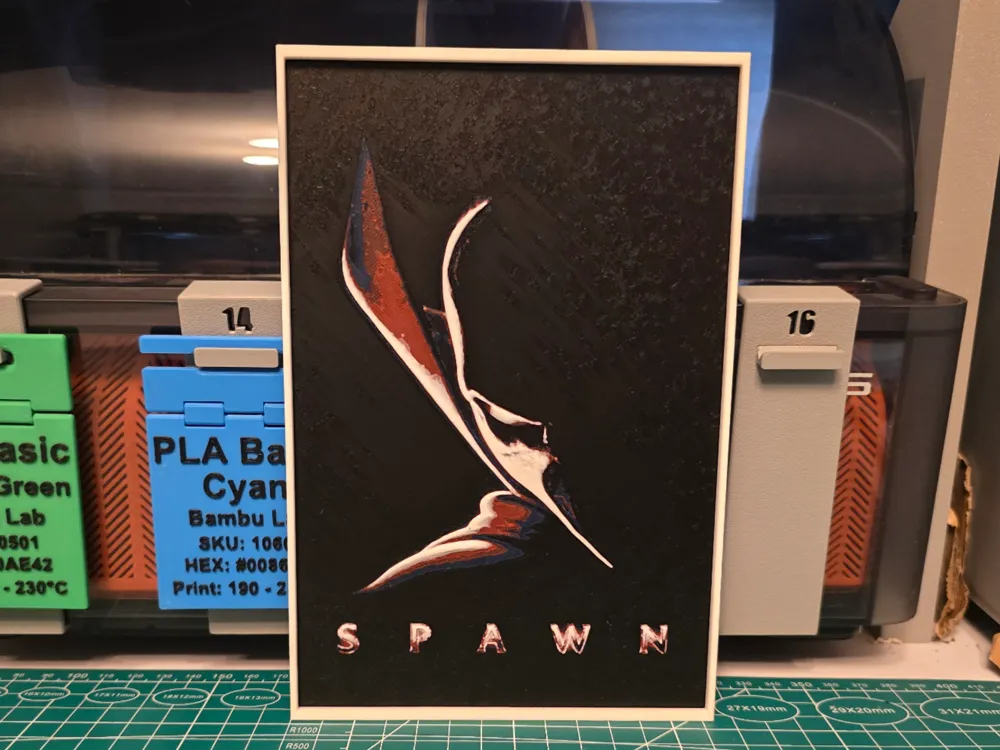 Cuadro decorativo en 3D: Spawn Movie Poster - Hueforge Art. Referencia del modelo original.