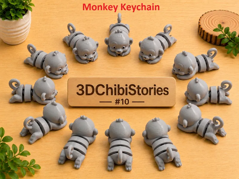 Cute Flexi Monkey Keychain | Minimal Support