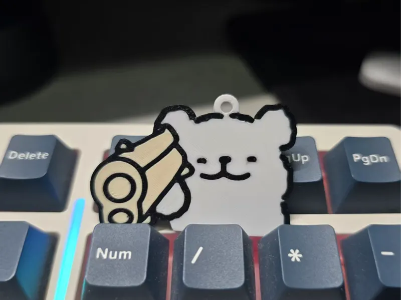 线条小狗Maltese小白举枪挂饰