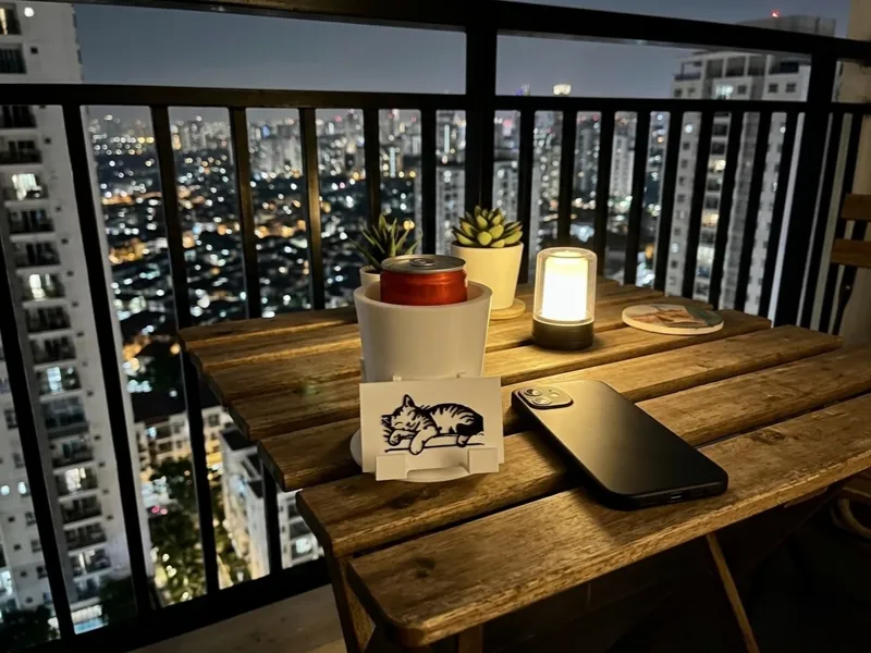 Sleeping Cat Cup Holder Phone Stand