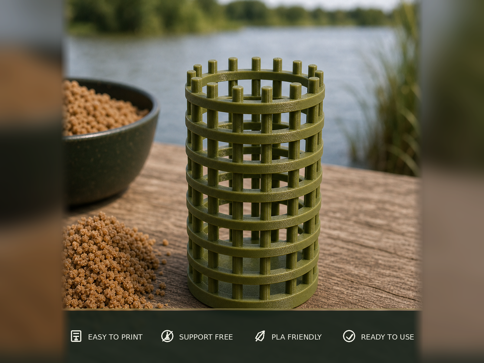Support-Free Fishing Groundbait Feeder Basket.