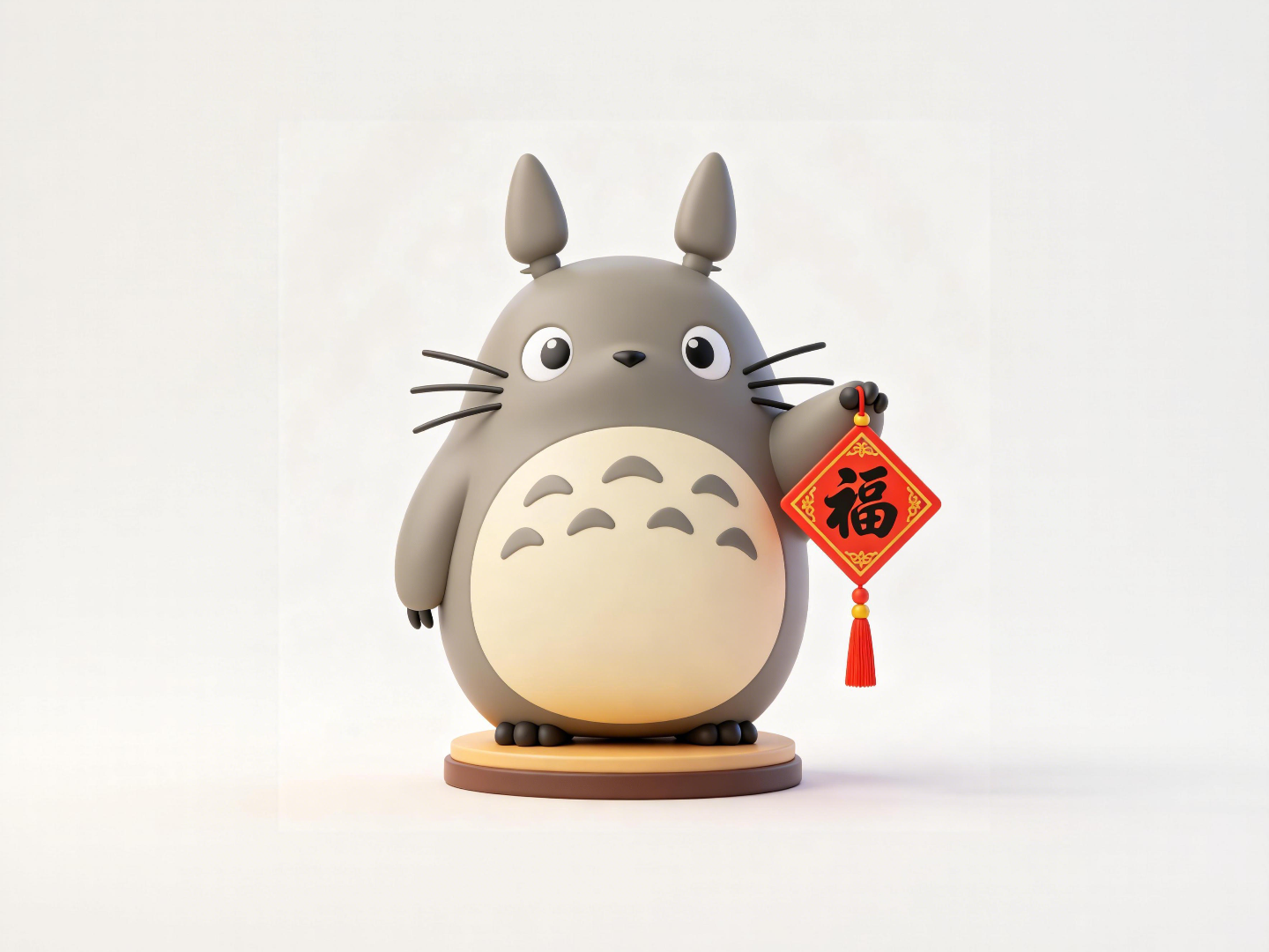 手拿福字的龙猫-中国春节特别款-农历新年儿童女孩涂色玩具