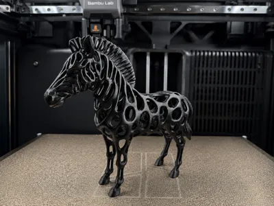 Elegant Voronoi Zebra Sculpture