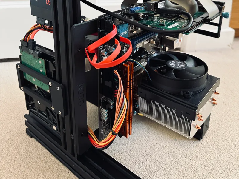 T-slot / 10 inch MATX mobo PSU, SSD and HDD mount