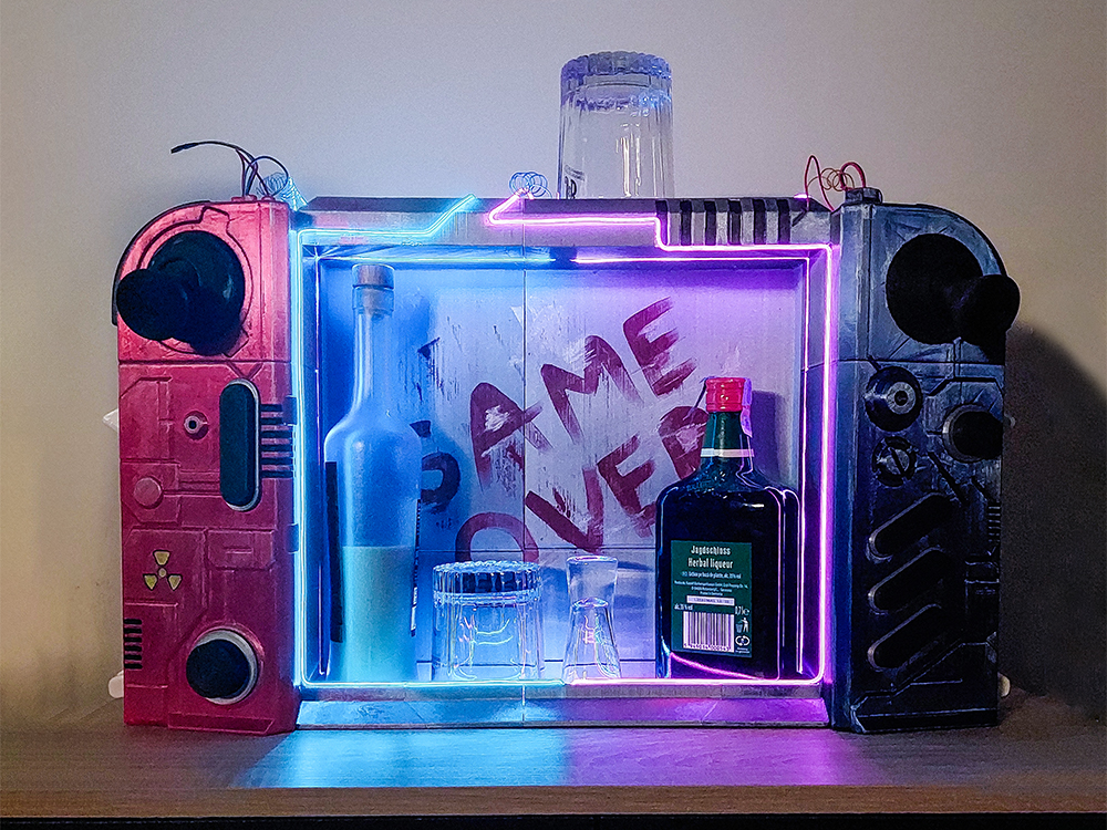 Futuristic Led Console – Mini Bar for a Gamer Desk