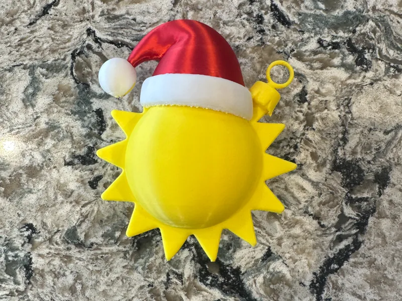 Sun with Santa Hat ornament 