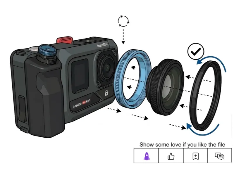 52mm filter adapter for insta360 close-up lens