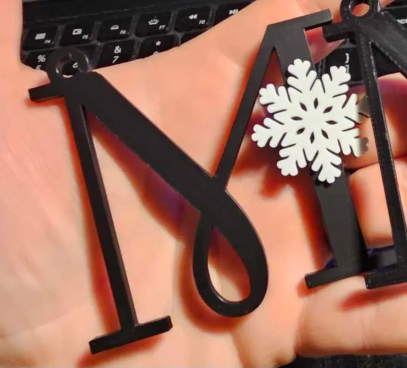 Hanging Letter M with Snowflake