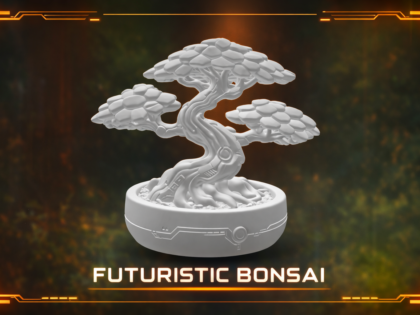 Cyber Bonsai Tree | Futuristic Desk Display Art 3D