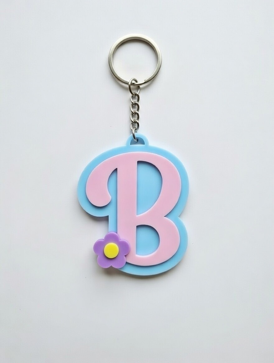 Miniatura 5 do modelo 3D Keychain letters Flower