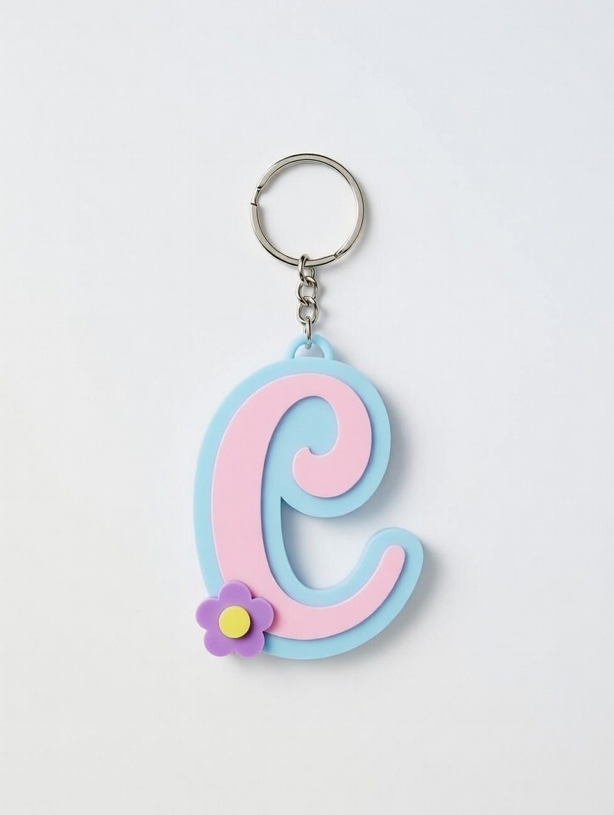 Miniatura 6 do modelo 3D Keychain letters Flower