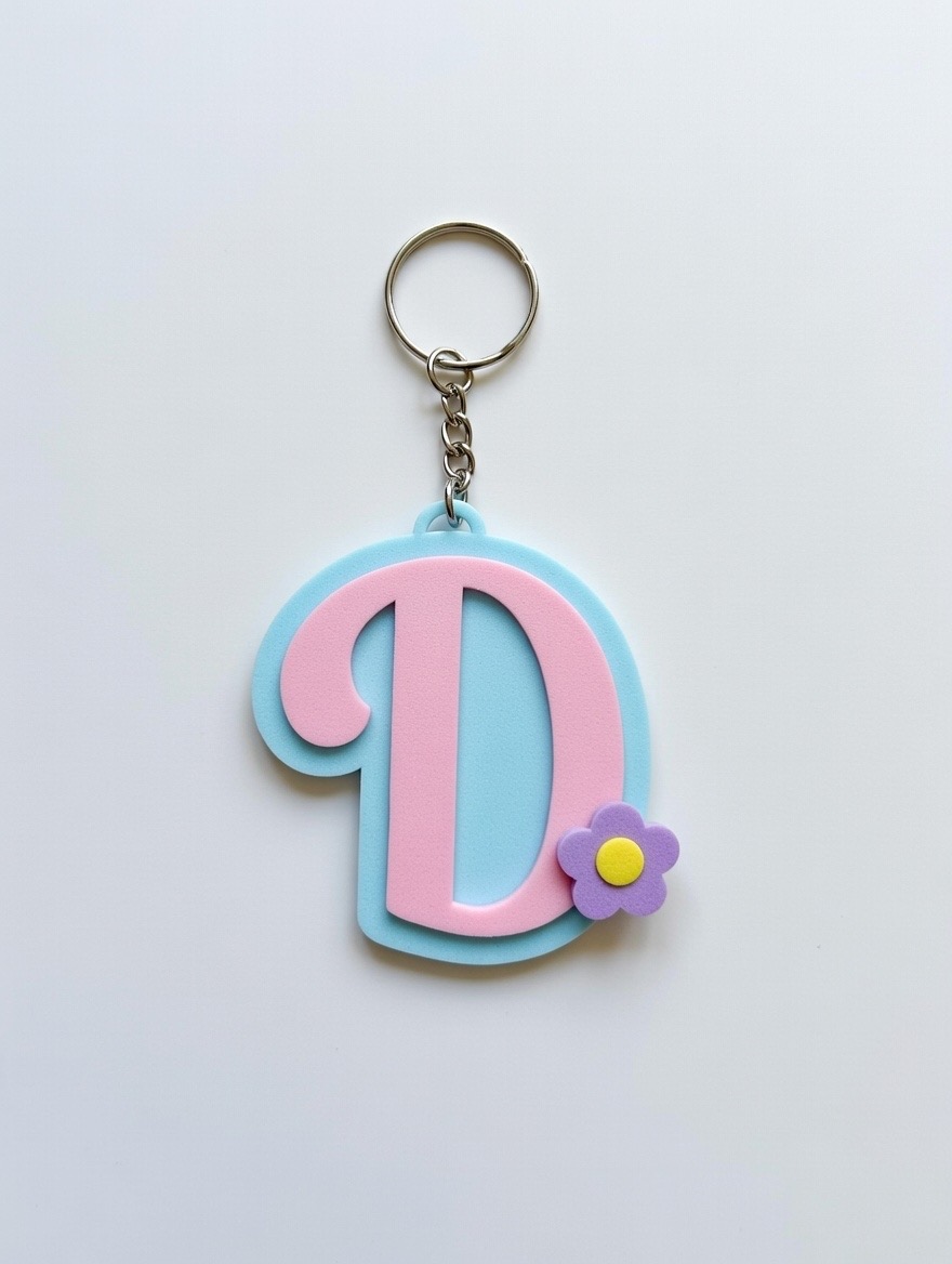 Miniatura 19 do modelo 3D Keychain letters Flower