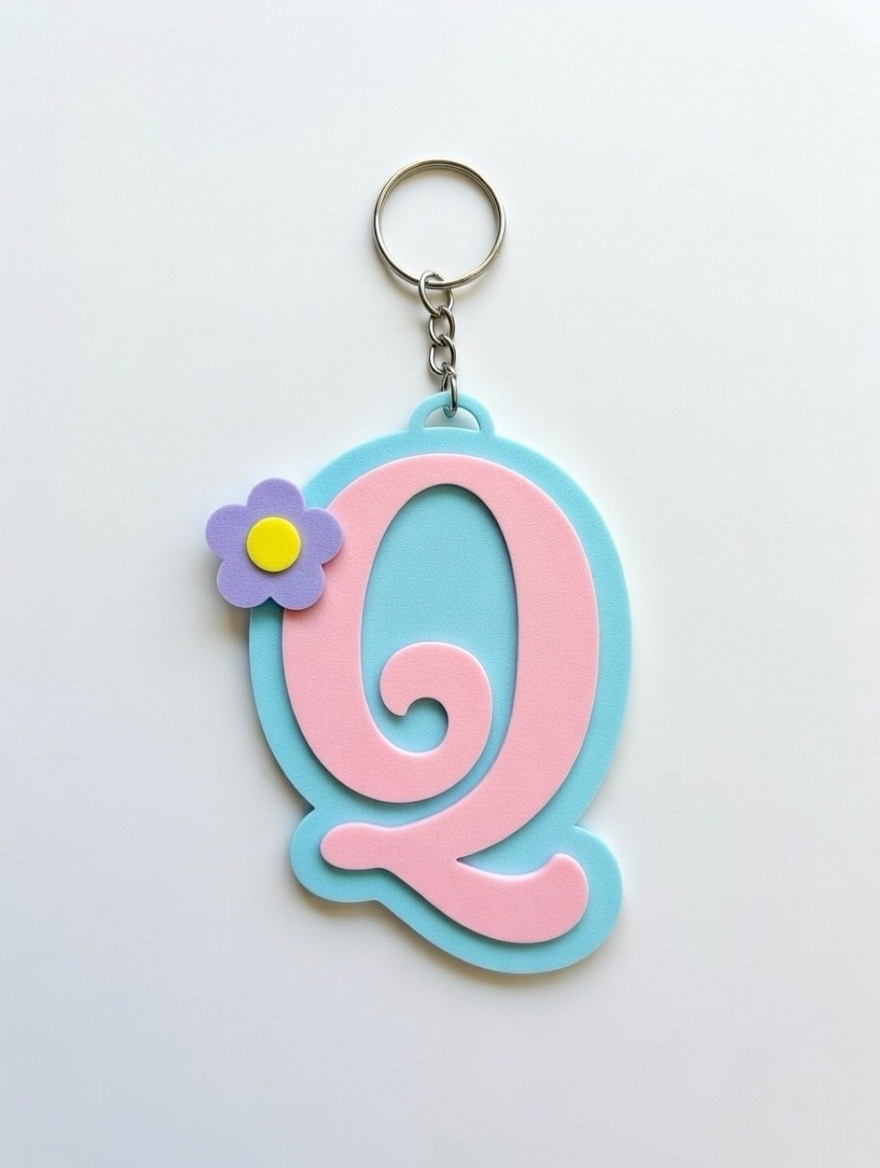 Miniatura 20 do modelo 3D Keychain letters Flower