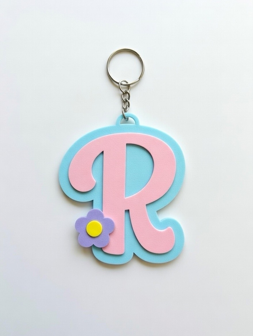 Miniatura 7 do modelo 3D Keychain letters Flower
