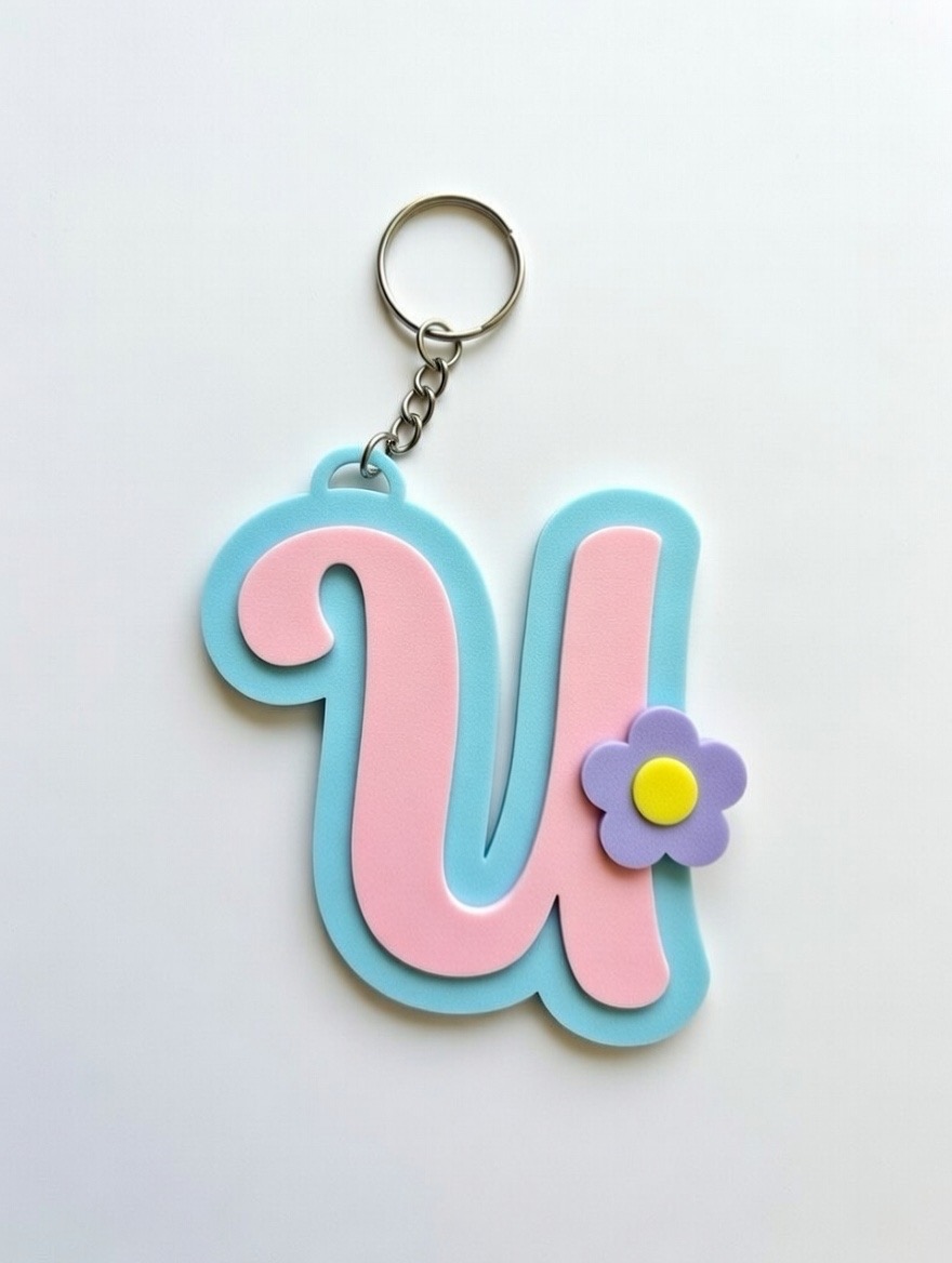 Miniatura 16 do modelo 3D Keychain letters Flower