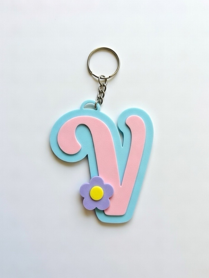 Miniatura 22 do modelo 3D Keychain letters Flower