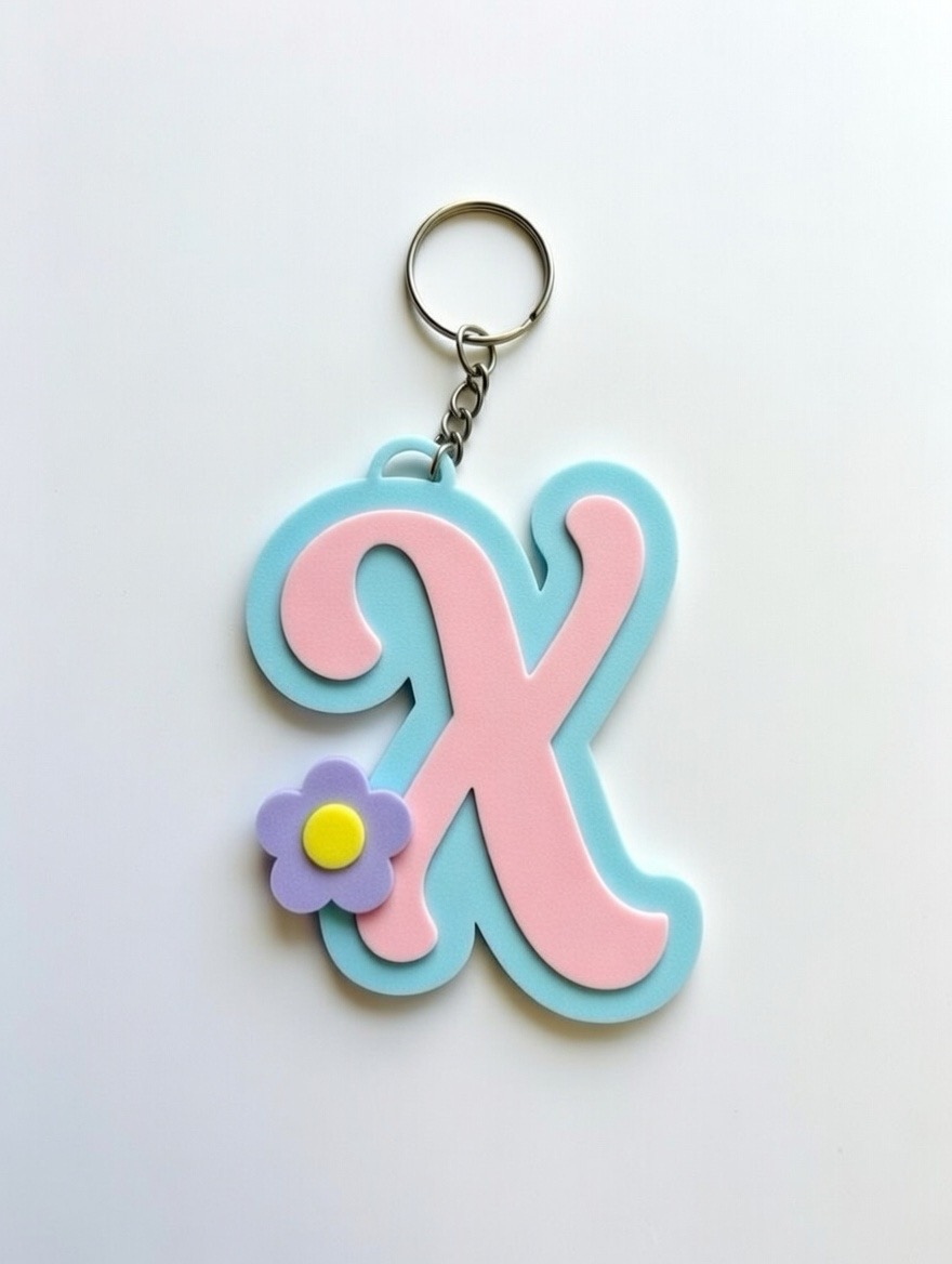 Miniatura 24 do modelo 3D Keychain letters Flower