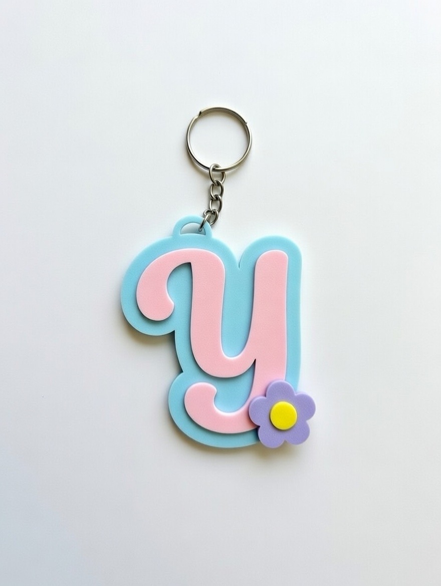 Miniatura 25 do modelo 3D Keychain letters Flower