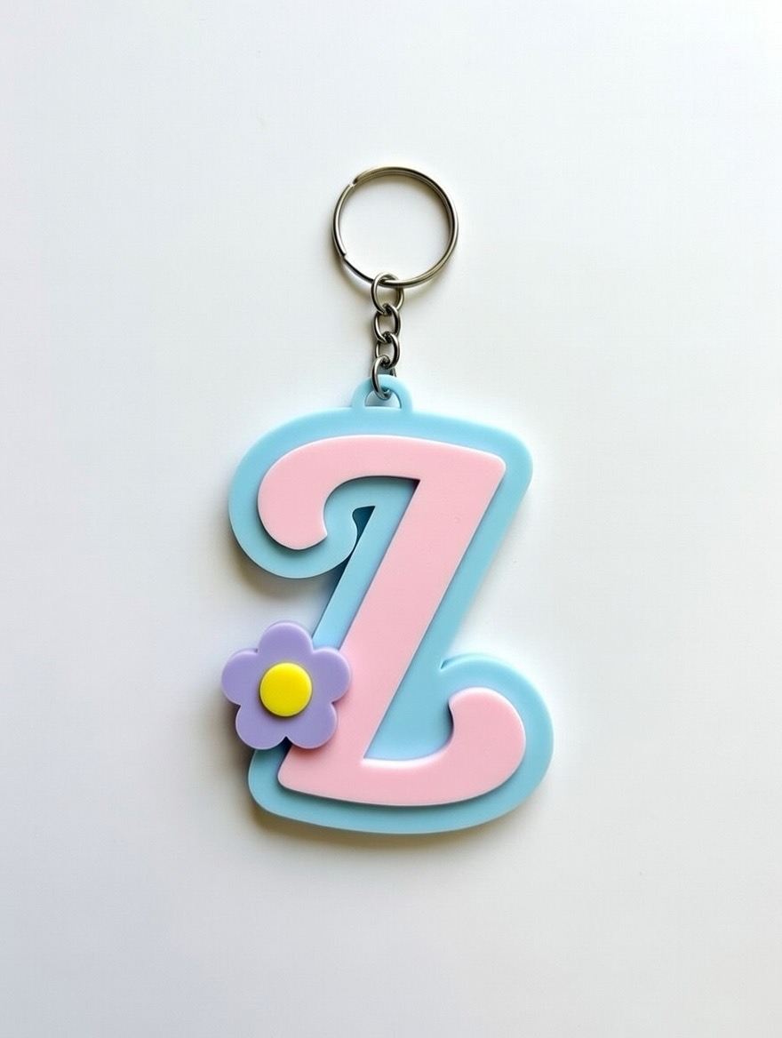 Miniatura 13 do modelo 3D Keychain letters Flower