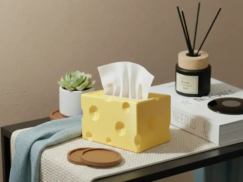 Material-saving Recessed cheese tissue box drawer