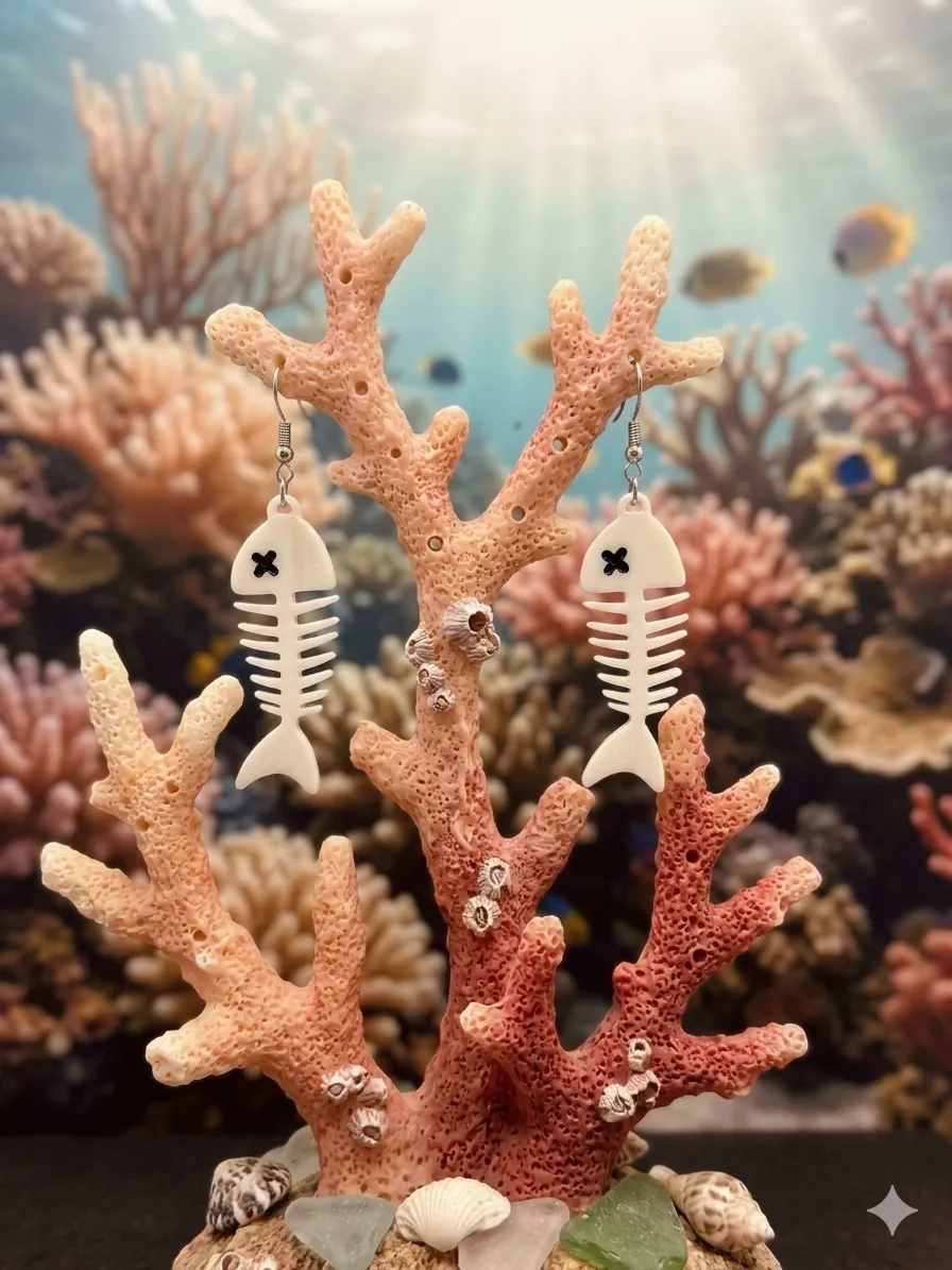 Fishbone Earrings (0.4mm Nozzle) view 2
