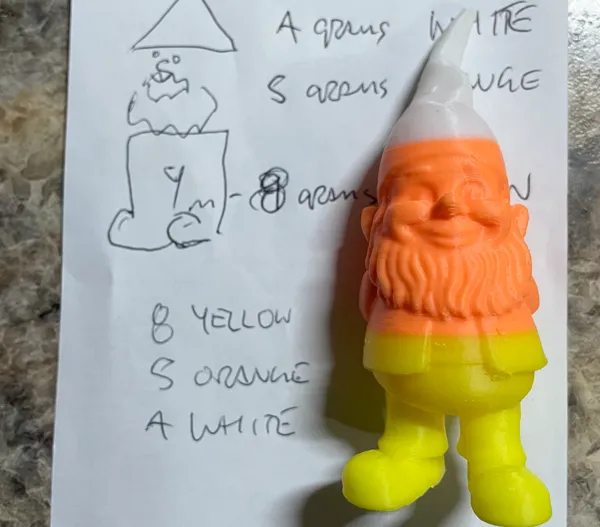 Gnome Candycorn sur socle trophée