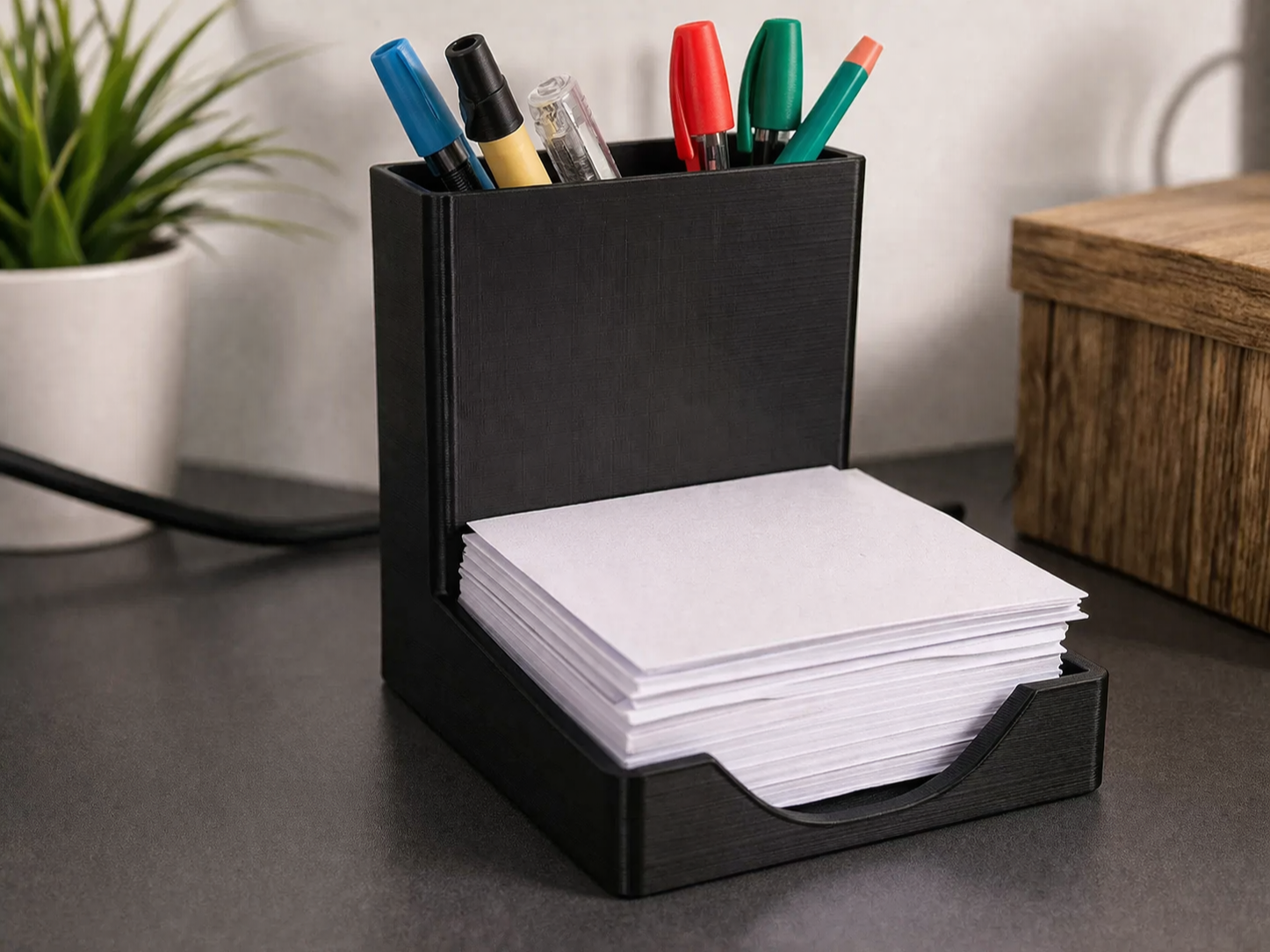 Sticky Notes, Stencil & Pens Holder