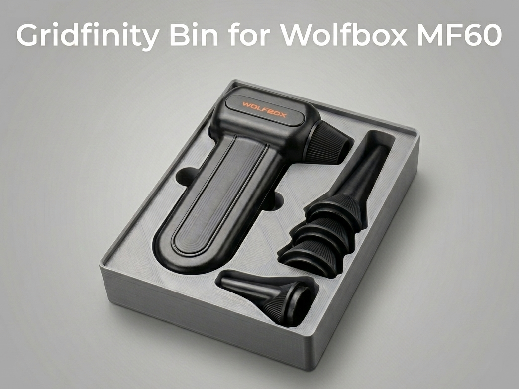 Wolfbox MF60 Gridfinity Bin (color insert option)