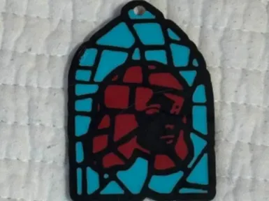 TV Girl Stained Glass Signed Keychain