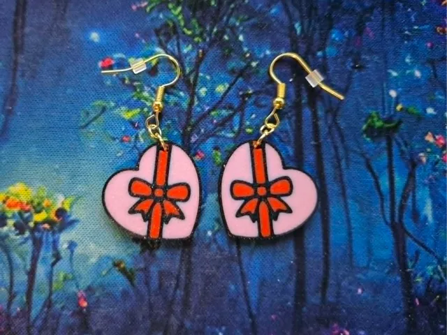 Valentine's Day Heart Chocolates Box Earrings