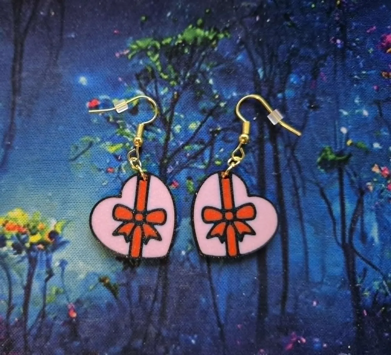 Valentine's Day Heart Chocolates Box Earrings view 2