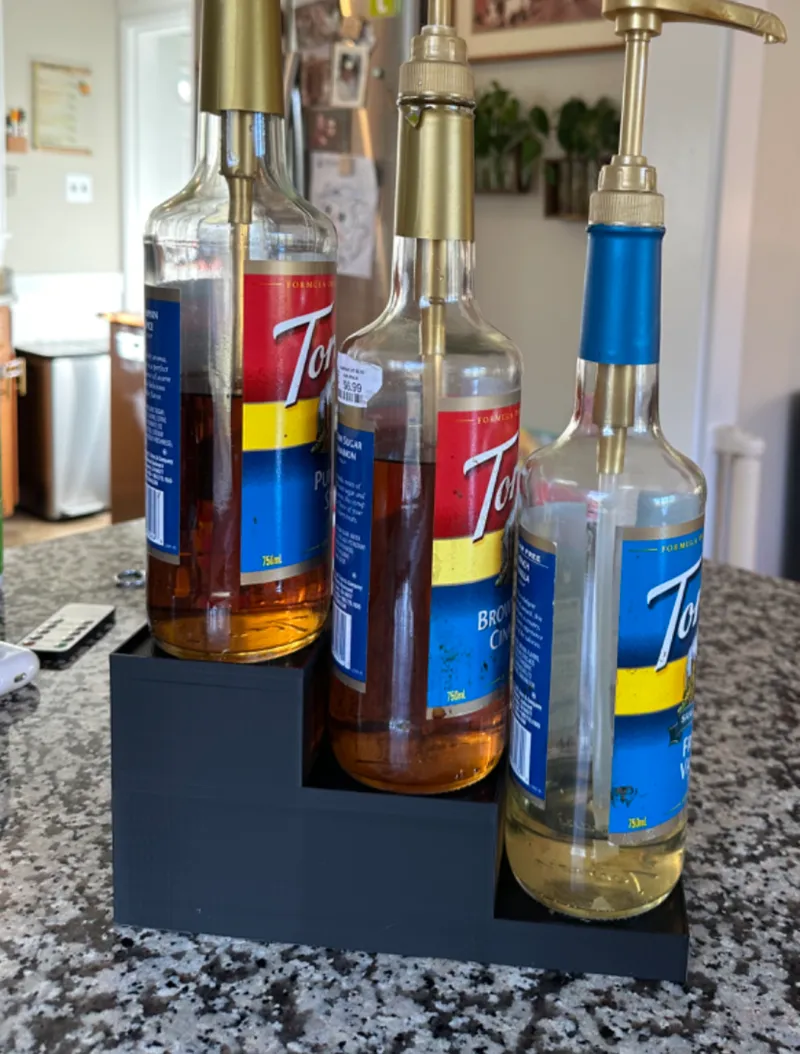 3 Bottle 750ml Glass Torani Syrup Stand Tiered