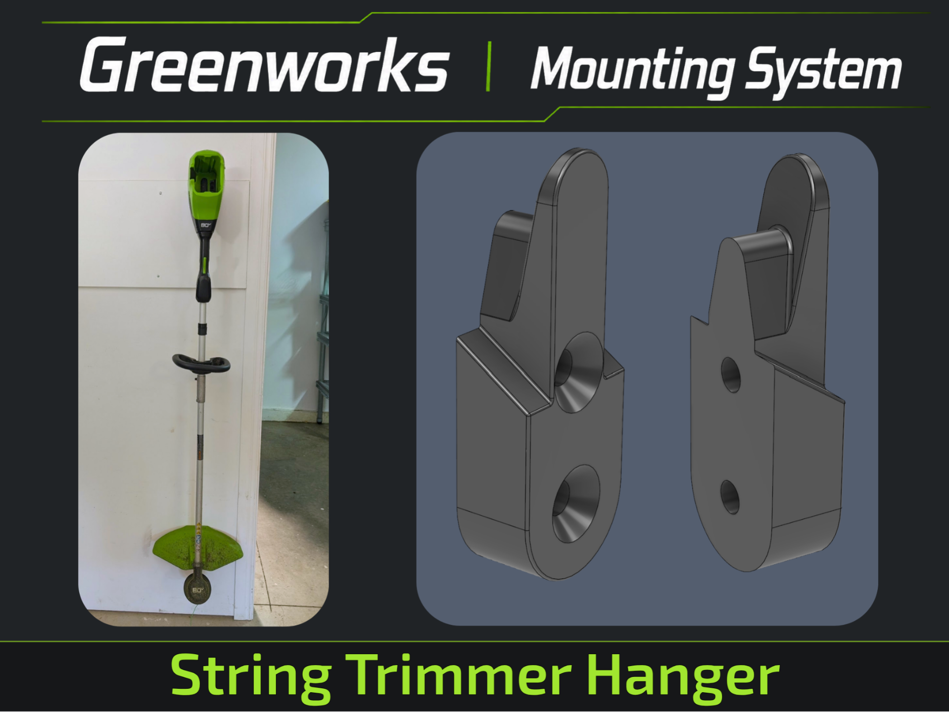 Greenworks String Trimmer Hanger | Wall Mount