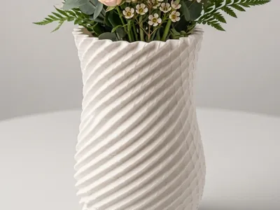 spiral vase with wave pattern