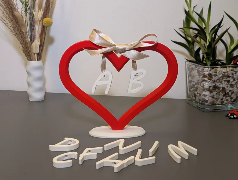 Valentine's day heart with hanging initials