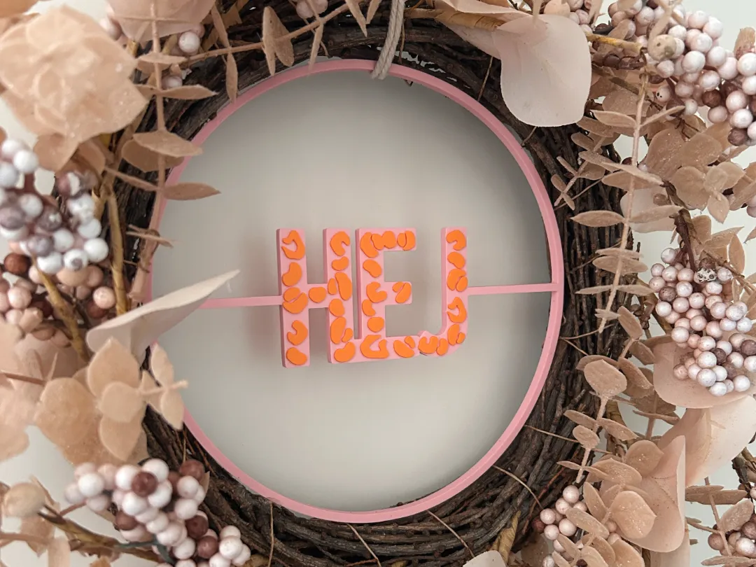 Hej Sign HEJ Door Wreath Decorative Wreath Door Sign Flower Leo Design - Free 3D ...