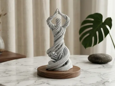 Spiral human sculpture in zen pose