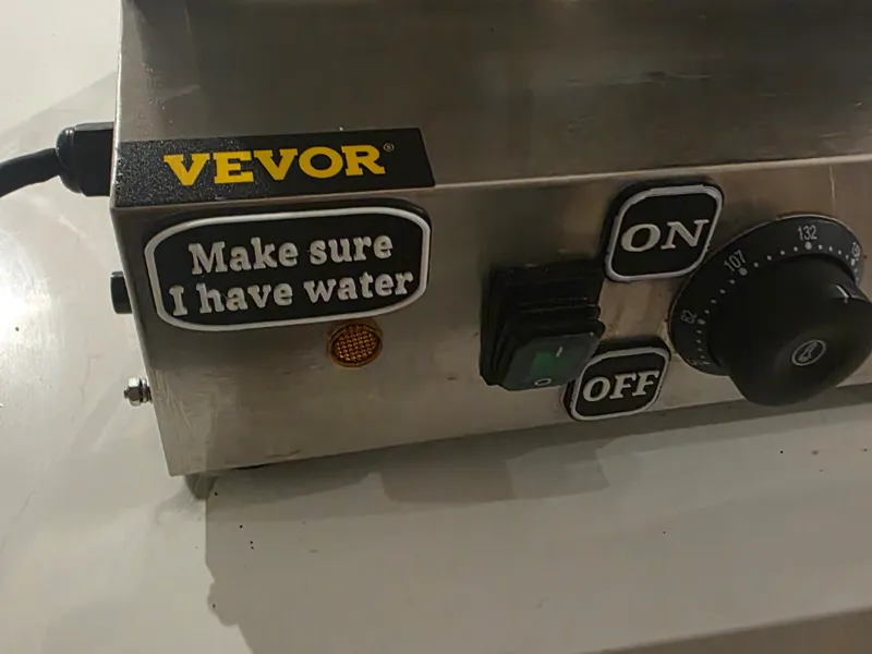 Make sure I have water sign for pretzel warmer