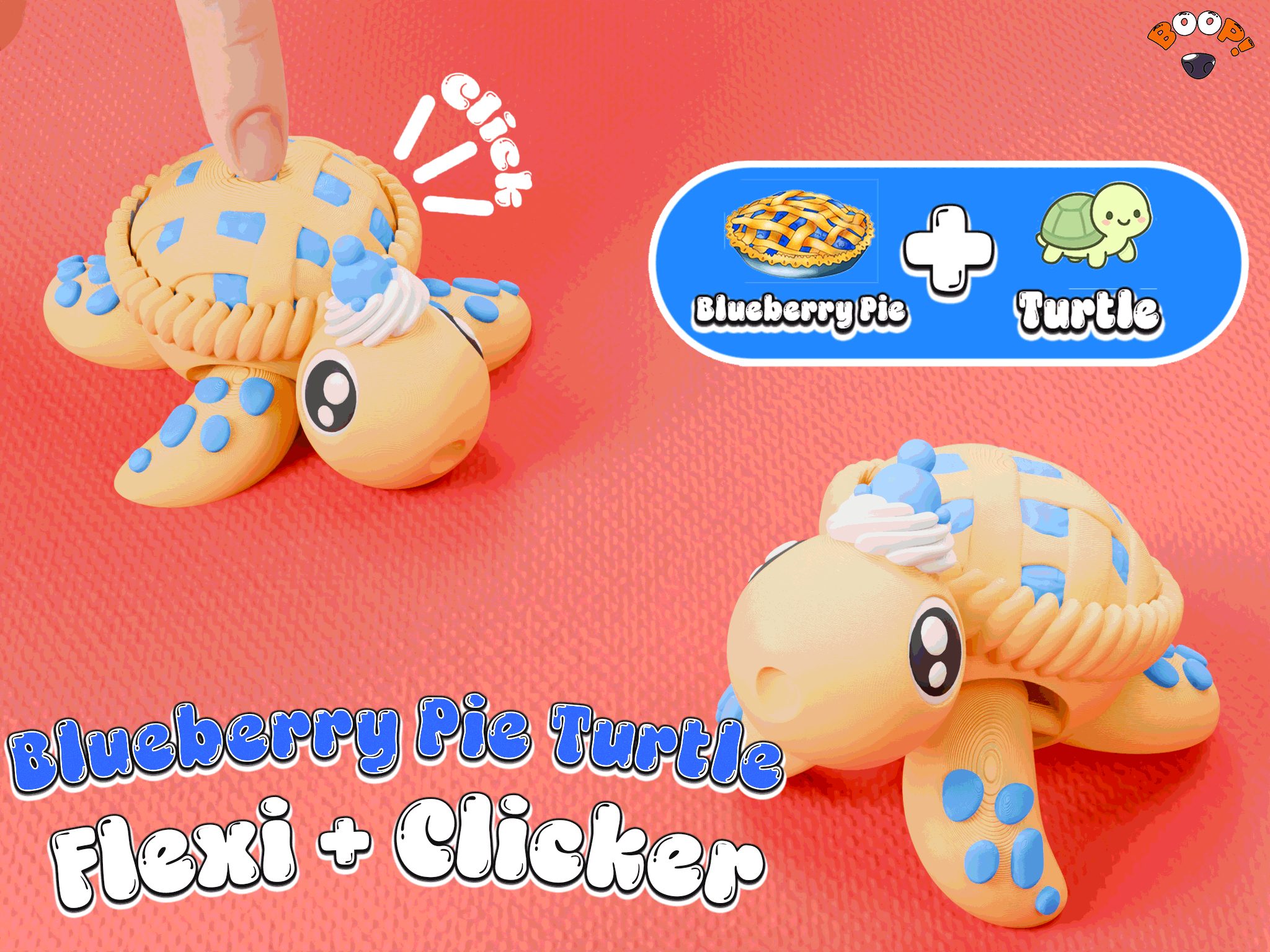 Blueberry Pie Turtle Flexi + Clicker Fidget Toy