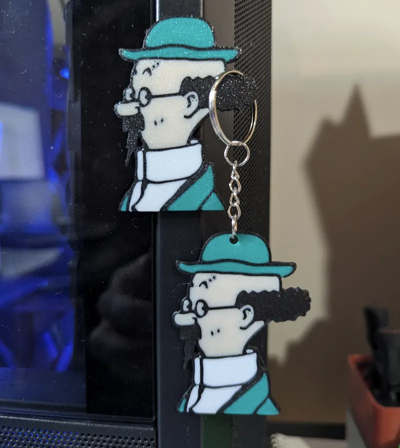 Pr Tournesol (Tintin) Face Magnet + Keychain model