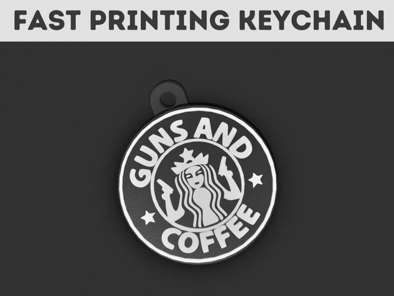 Guns & Coffee Fast Printing Keychain