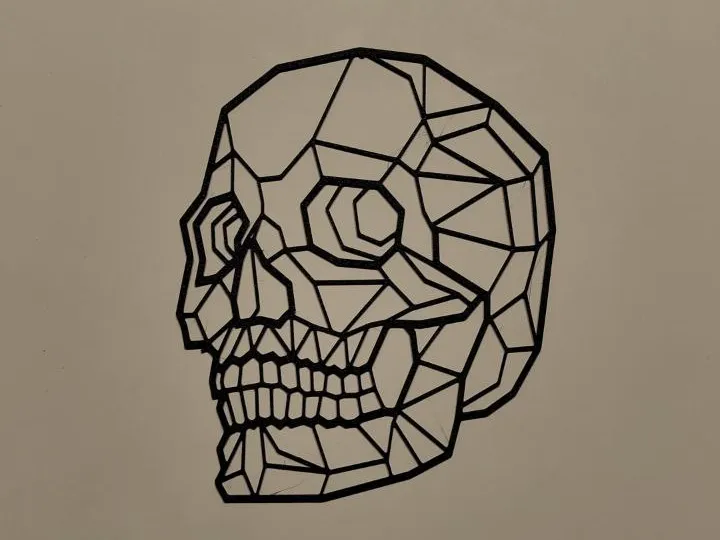 Crâne low poly, silhouette murale