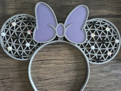 Epcot Spaceship Earth Headband Minnie Bow