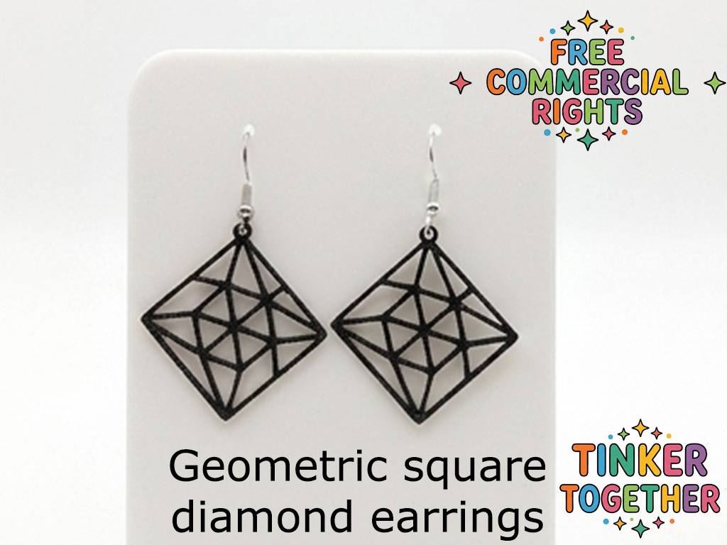 Geometric square diamond earrings