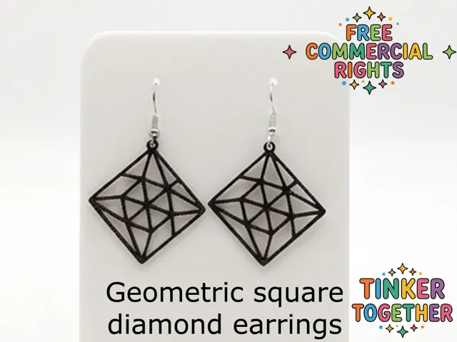 Geometric square diamond earrings